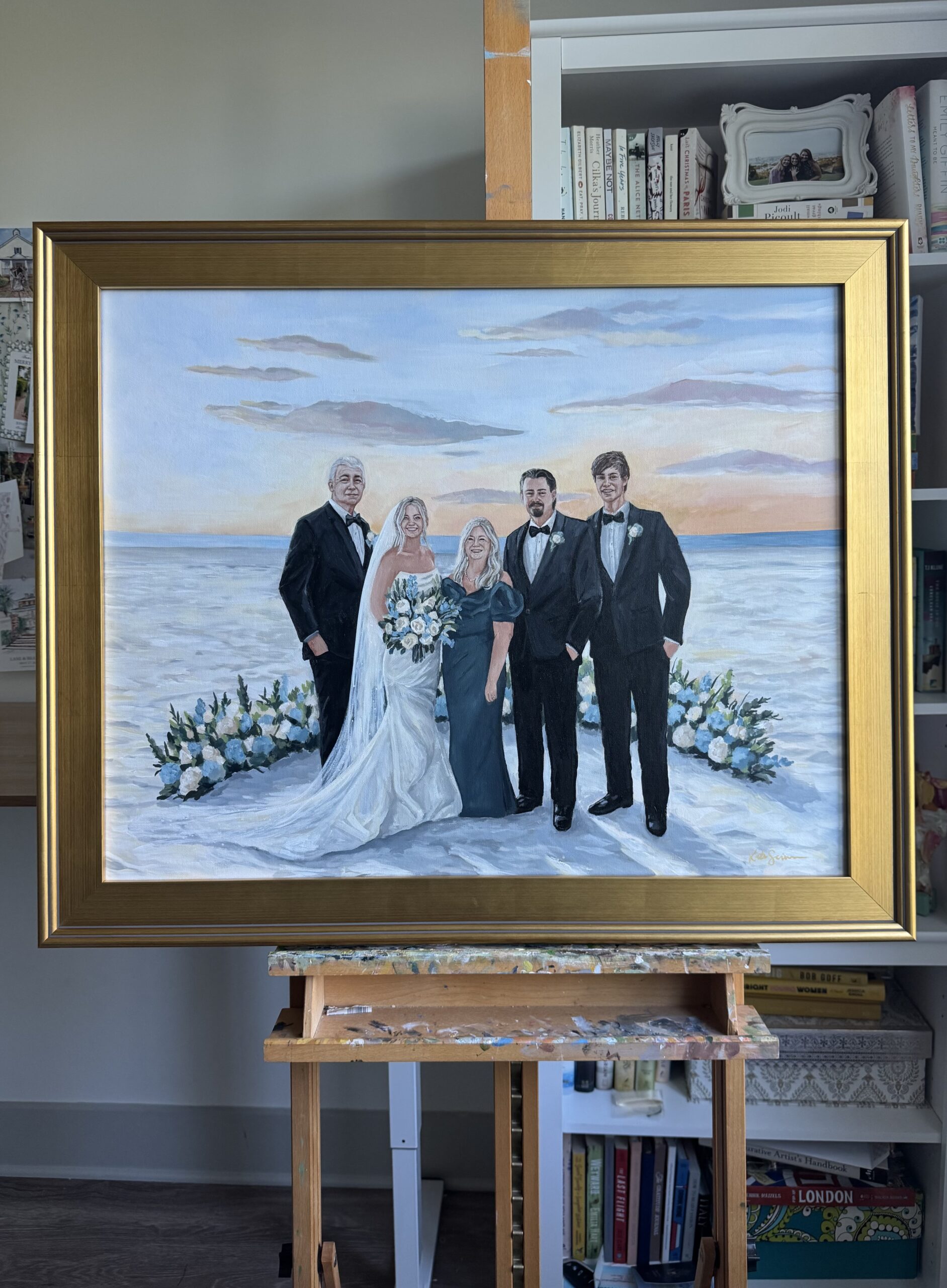 Beach family portrait commissioned painting